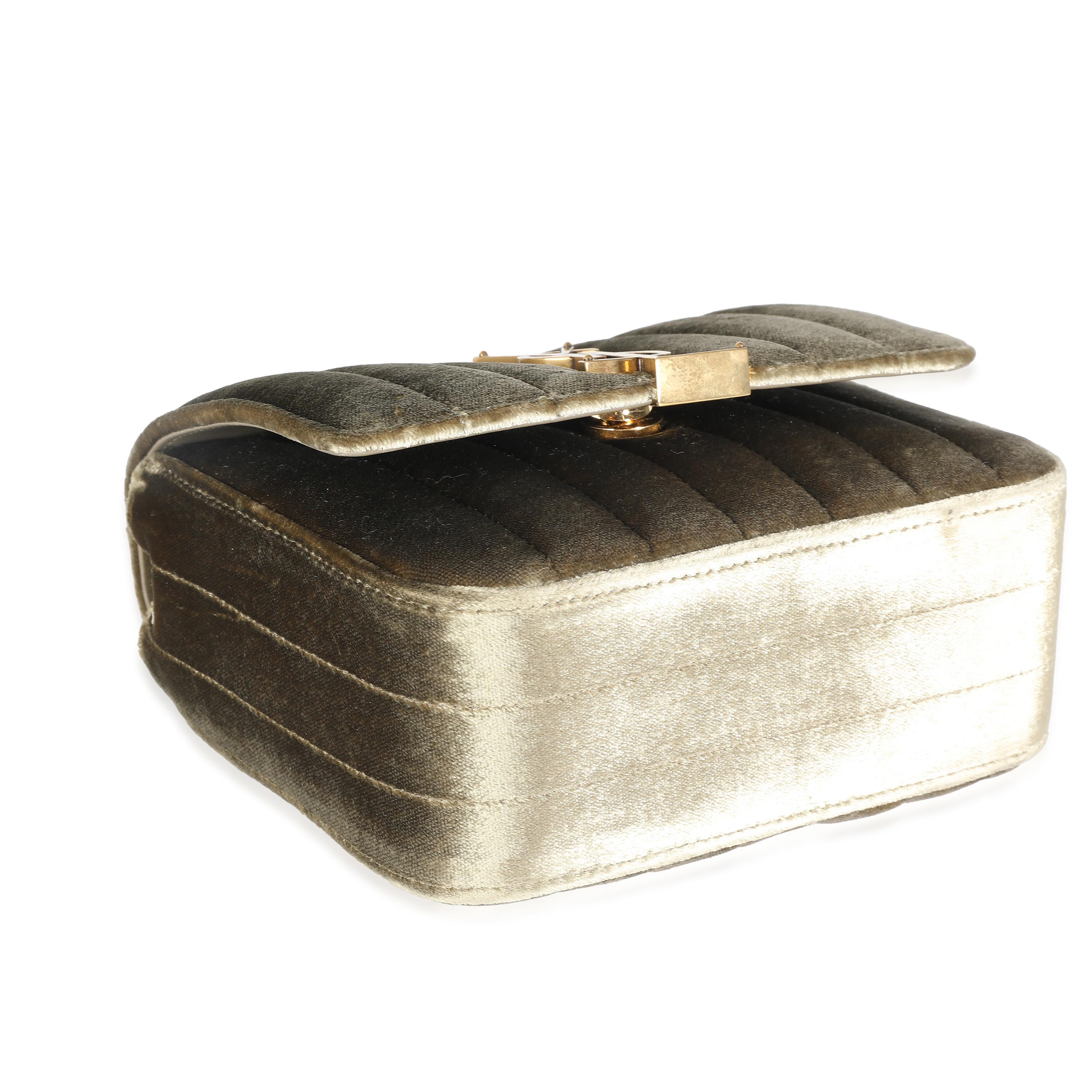 Saint Laurent Olive Velvet Small Vicky Chain Bag 1