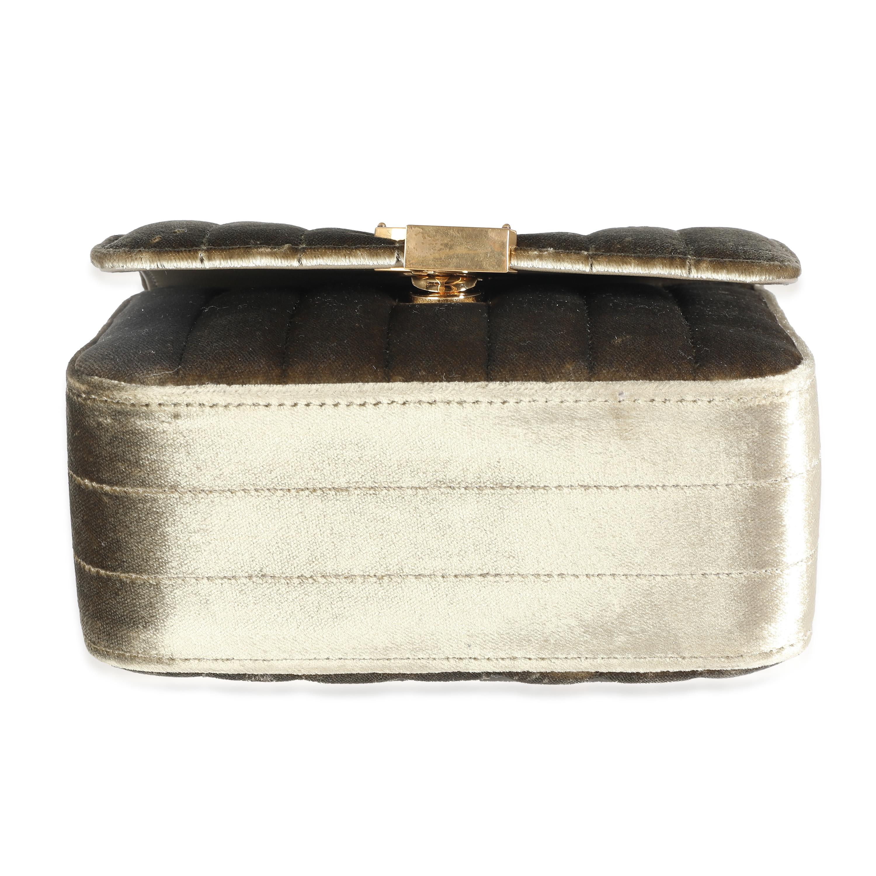 Saint Laurent Olive Velvet Small Vicky Chain Bag 2