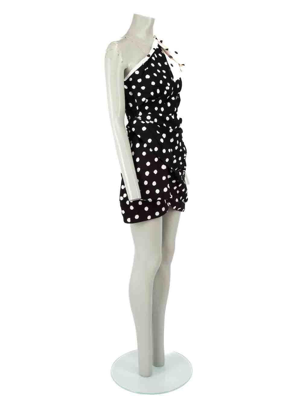 CONDITION is Never worn, with tags. No visible wear to dress is evident on this new Saint Laurent designer resale item, however there is a mark to the shoulder bow detail due to poor storage.
 
 Details
 Black
 Viscose
 Asymmetric dress
 Polkadot
