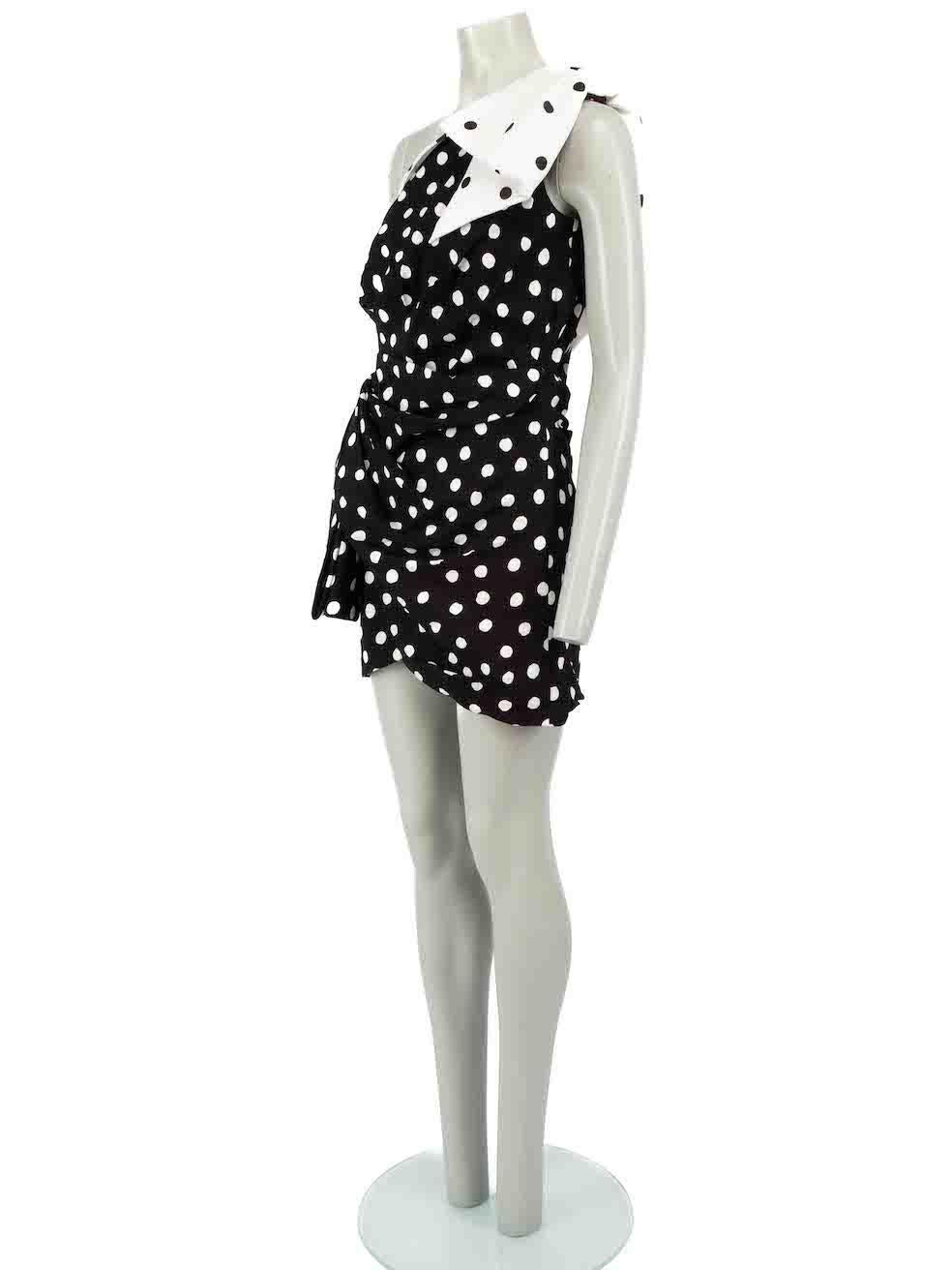 Saint Laurent One Shoulder Bow Polka Dot Mini Dress Size M In New Condition For Sale In London, GB