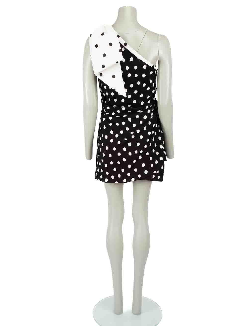 Women's Saint Laurent One Shoulder Bow Polka Dot Mini Dress Size M For Sale