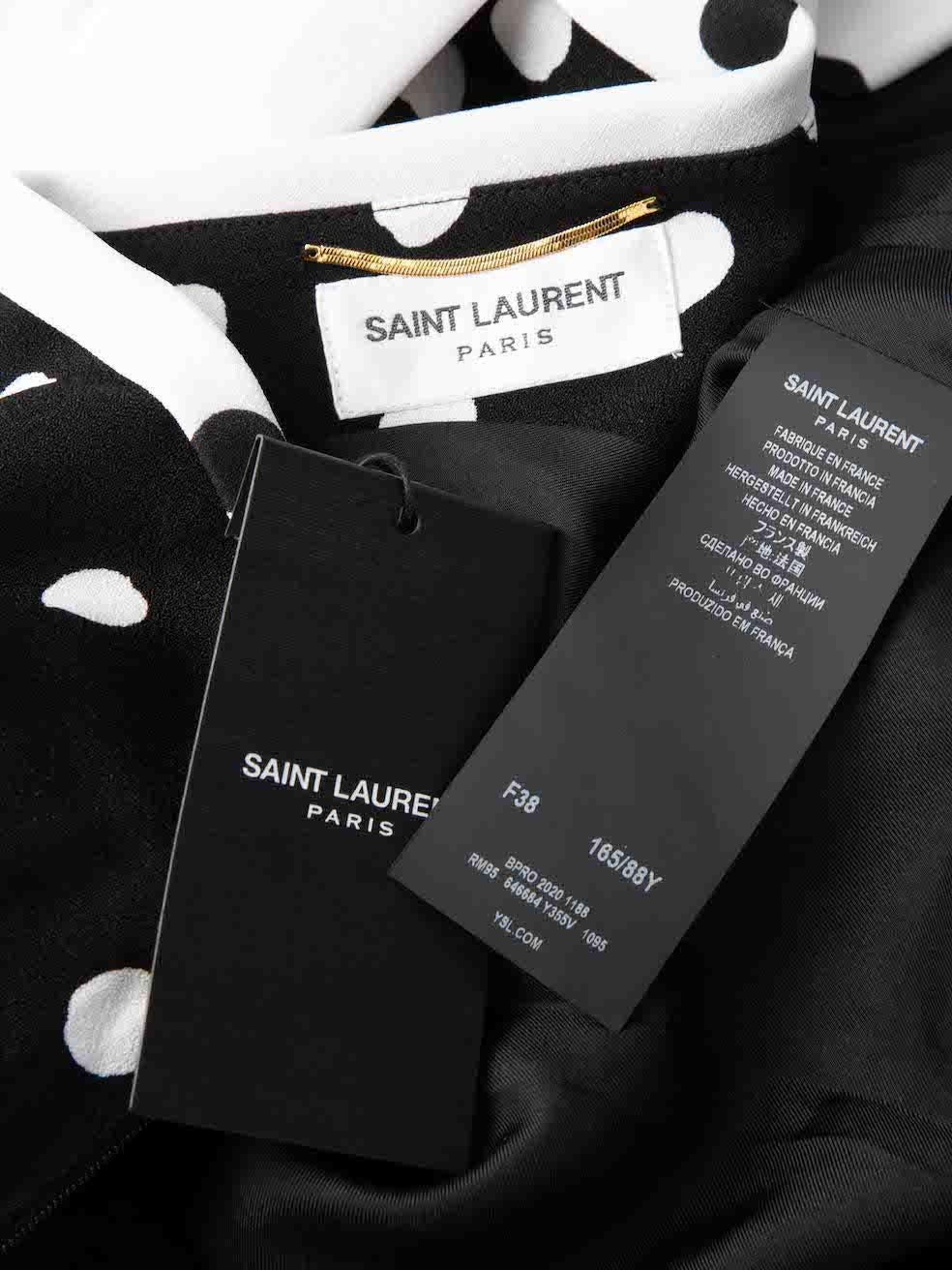 Saint Laurent One Shoulder Bow Polka Dot Mini Dress Size M For Sale 3