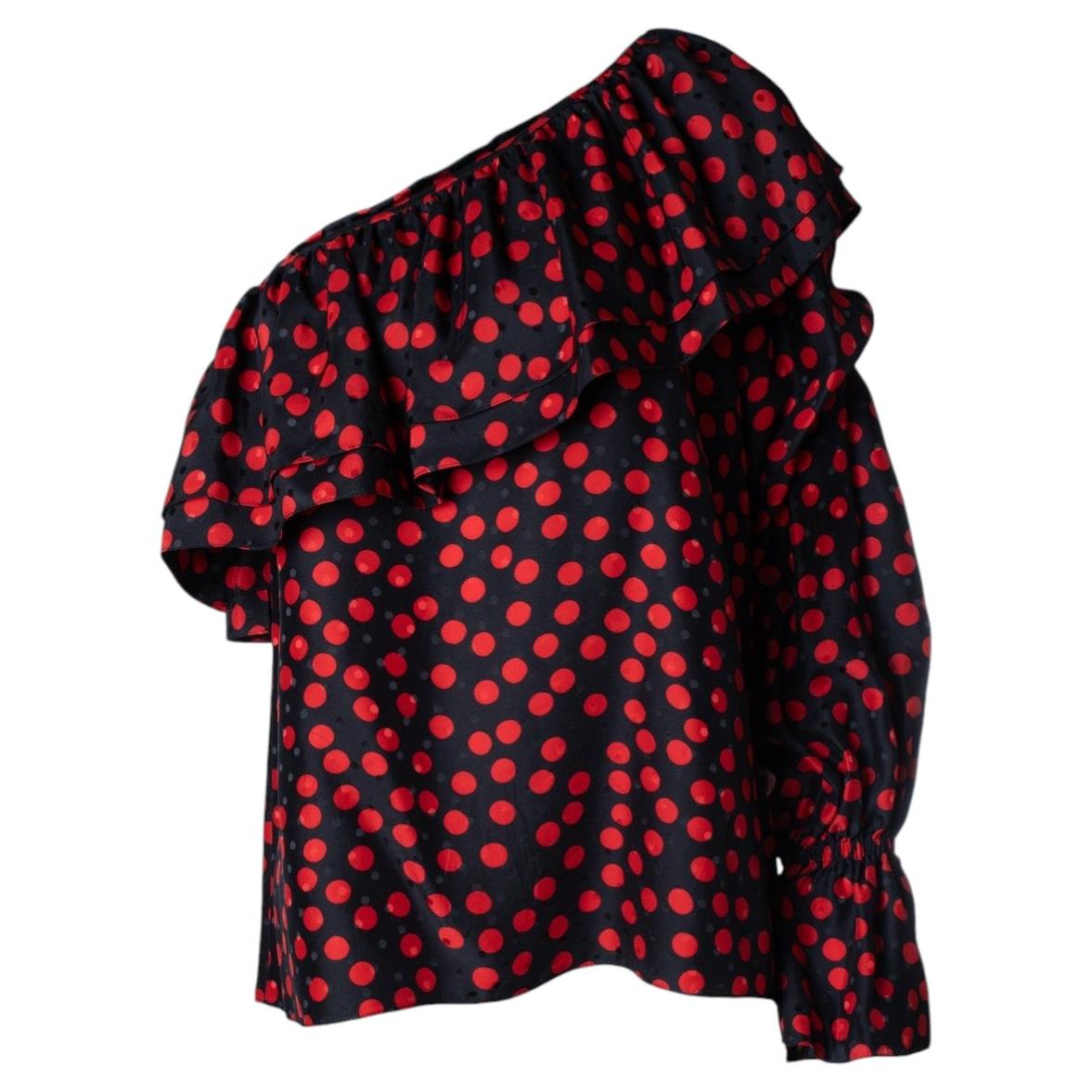 Saint Laurent, blusa de lunares con un hombro