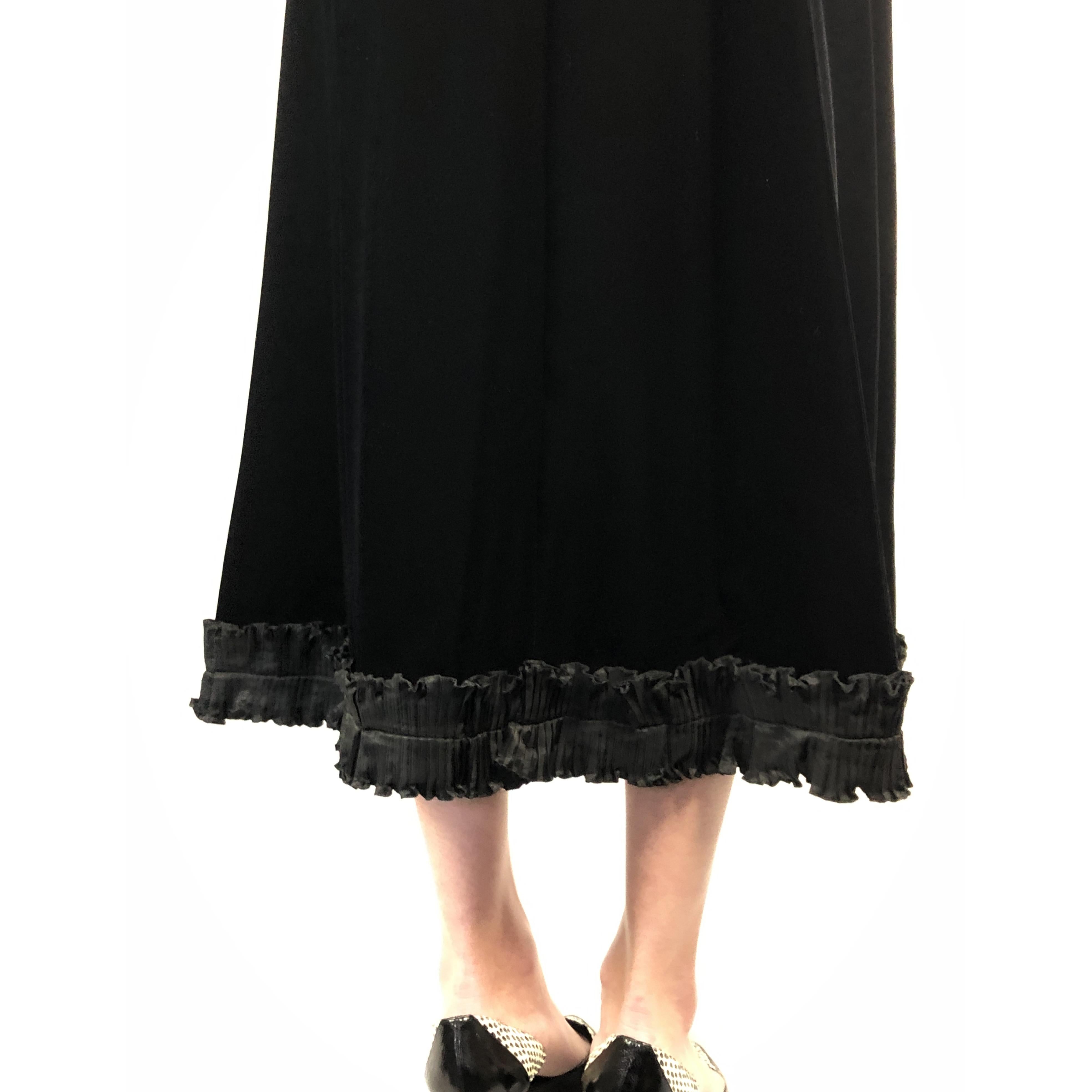 Black Saint Laurent opera collection black iridescent velvet evening dress. C.1970s For Sale