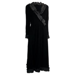 Saint Laurent opera collection black iridescent velvet evening dress. C.1970s