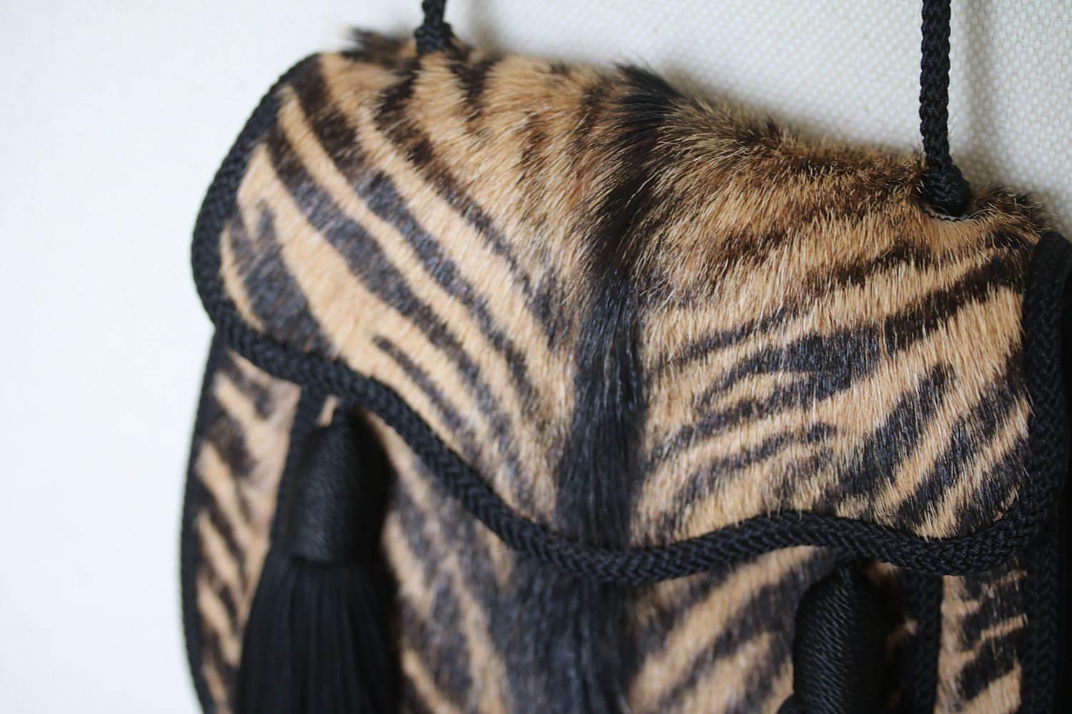 Black Saint Laurent Opium II Zebra-Print Pony-Hair Bag