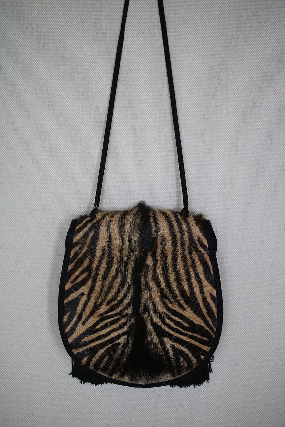 Saint Laurent Opium II Zebra-Print Pony-Hair Bag In Excellent Condition In London, GB