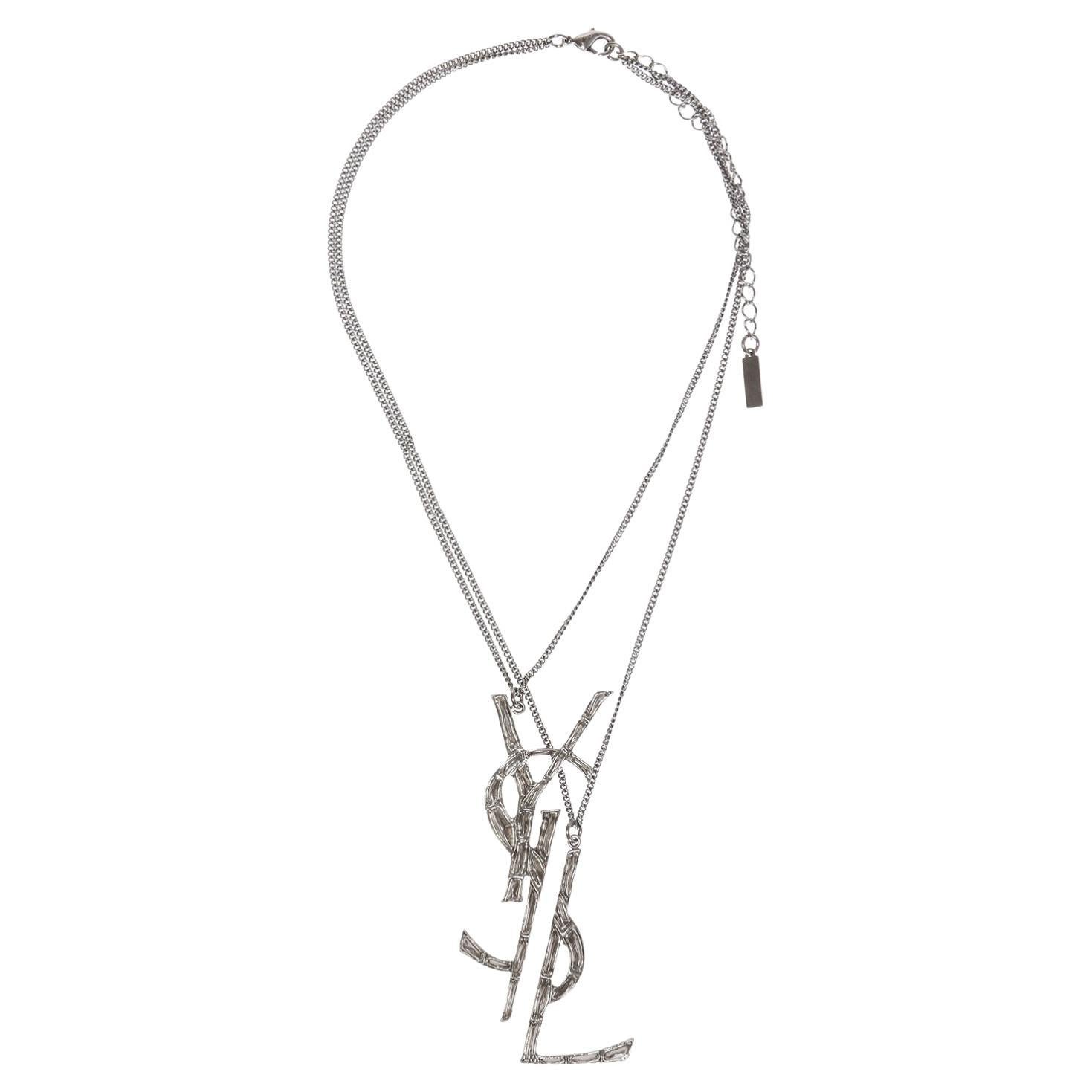 Saint Laurent Opyum Destructured Silver-Tone YSL Logo Double Necklace For  Sale at 1stDibs | saint laurent necklace, ysl logo necklace