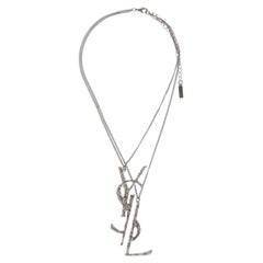 Saint Laurent Opyum Destructured Silver-Tone YSL Logo Double Necklace 