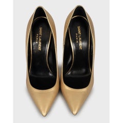 Saint Laurent Opyum Gold Leather Heels - Size 36.5