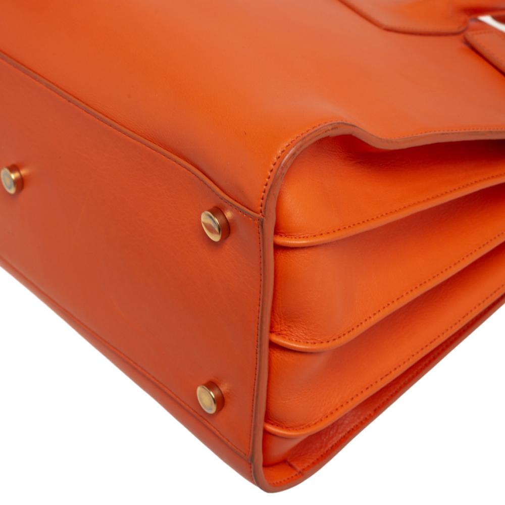 Saint Laurent Orange Leather Small Classic Sac De Jour Tote 5