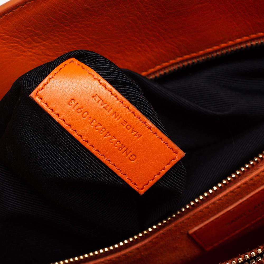 Saint Laurent Orange Leather Small Classic Sac De Jour Tote 2