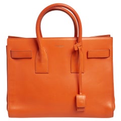 Saint Laurent Naranja Piel Pequeño Classic Sac De Jour Tote