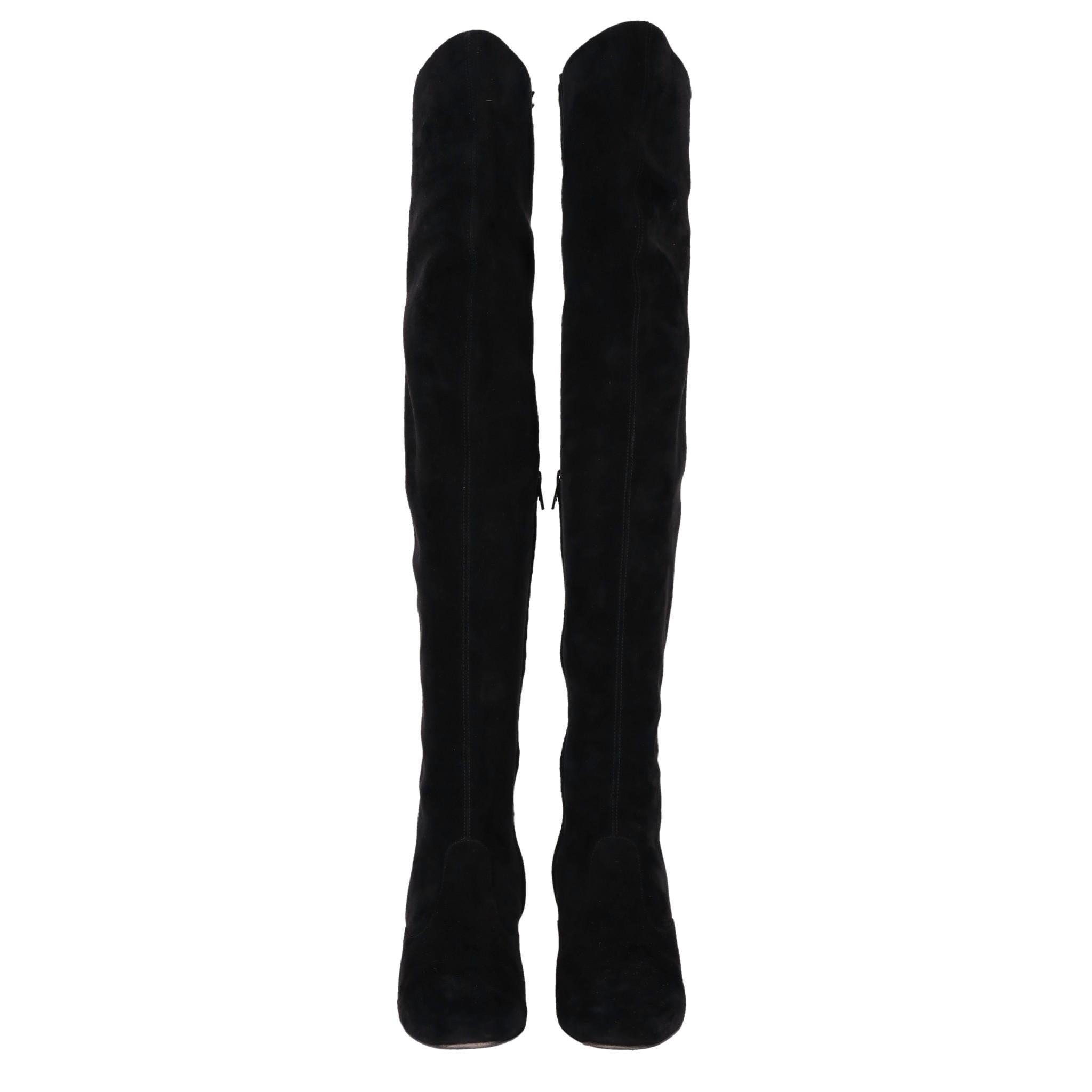 Black Saint Laurent Over-The-Knee Suede Boots