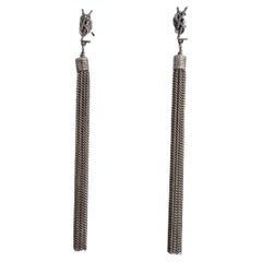 Pendientes gota LOULOU CHAIN de latón oxidado tono plateado SAINT LAURENT