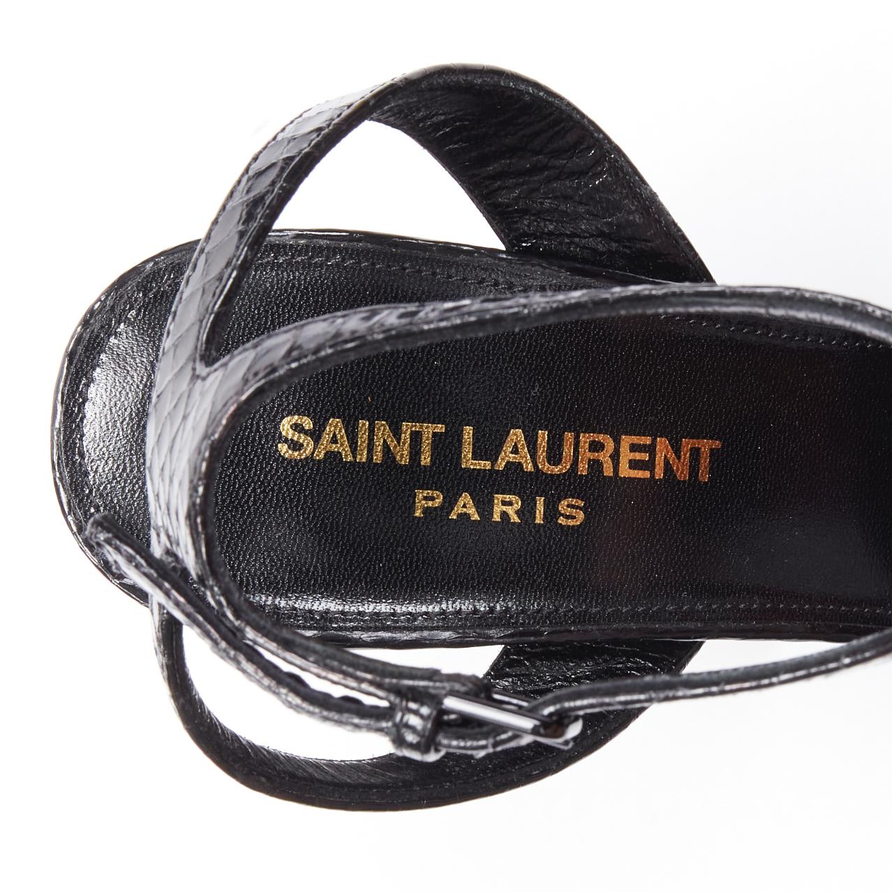 SAINT LAURENT Paige 85 Runway black patchwork stud platform sandals EU38 For Sale 6