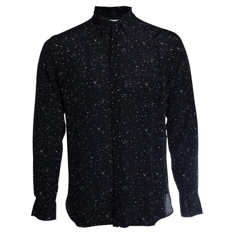 paint splatter dress shirt White hand painted dress shirt paint splatter design size S slim fit