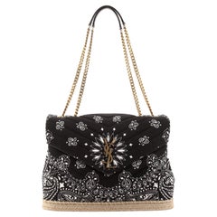 Saint Laurent Saint Laurent Paisley LouLou Umhängetasche aus bedrucktem Stoff mit Raffia Medium