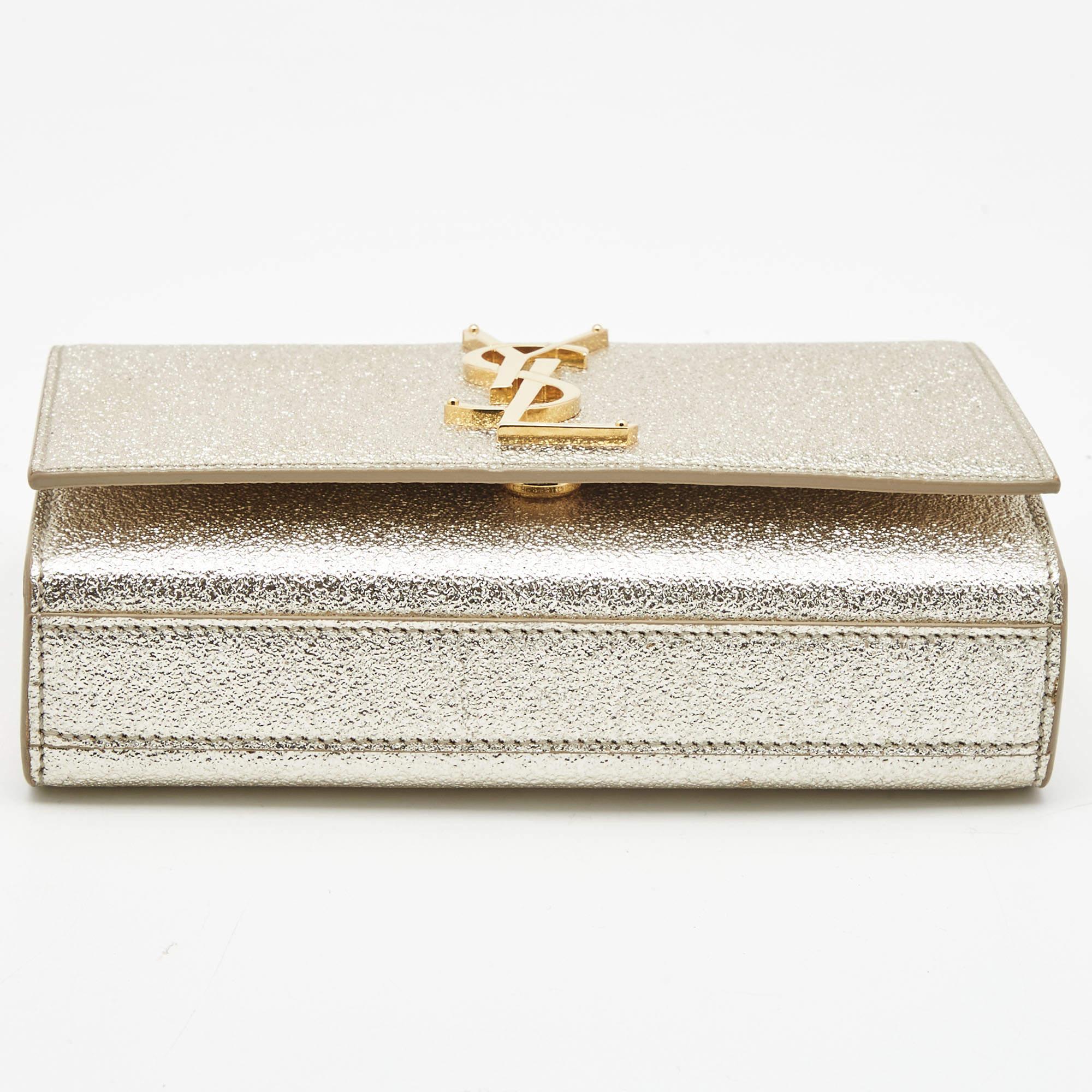Saint Laurent Pale Gold Leather Small Monogram Kate Shoulder Bag 1