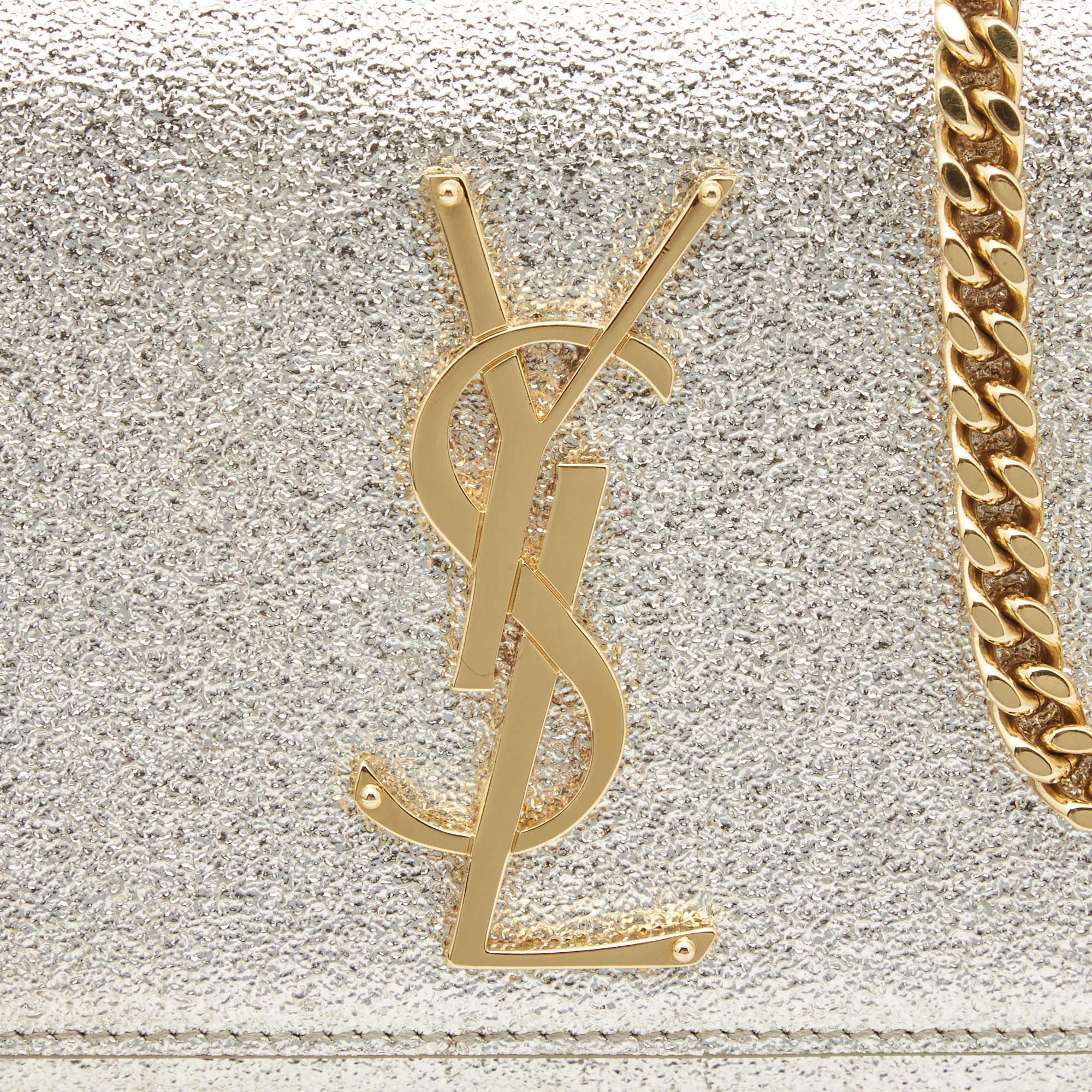 Saint Laurent Pale Gold Leather Small Monogram Kate Shoulder Bag 2