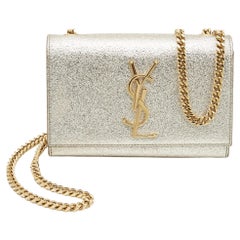 Saint Laurent Pale Gold Leather Small Monogram Kate Shoulder Bag