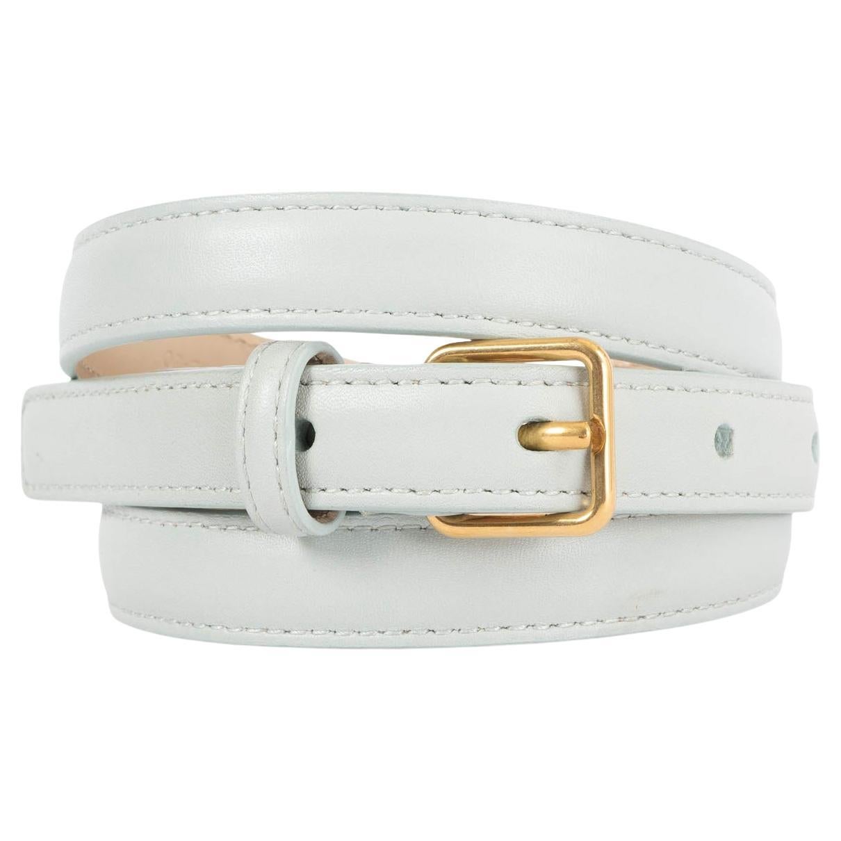 SAINT LAURENT pale mint leather SKINNY WAIST Belt 75