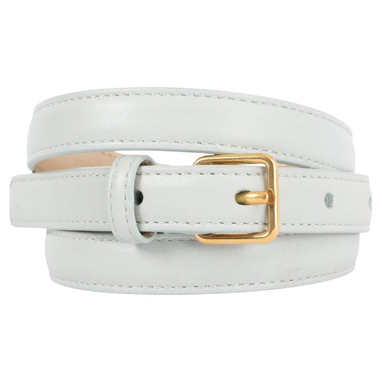 SAINT LAURENT pale mint leather SKINNY WAIST Belt 75 For  display picture 2