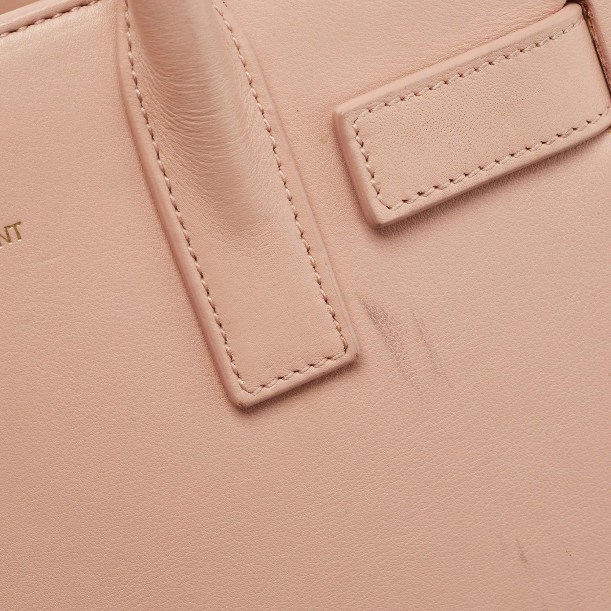 Saint Laurent Pale Pink Leather Nano Classic Sac De Jour Tote 9