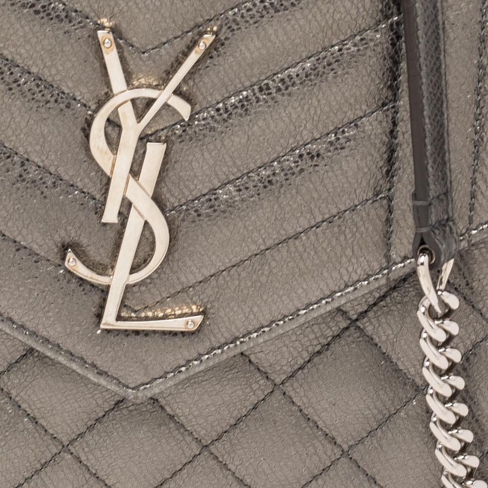 Saint Laurent Pale Tri Quilted Leather Monogram Envelope Chain Shoulder Bag 2
