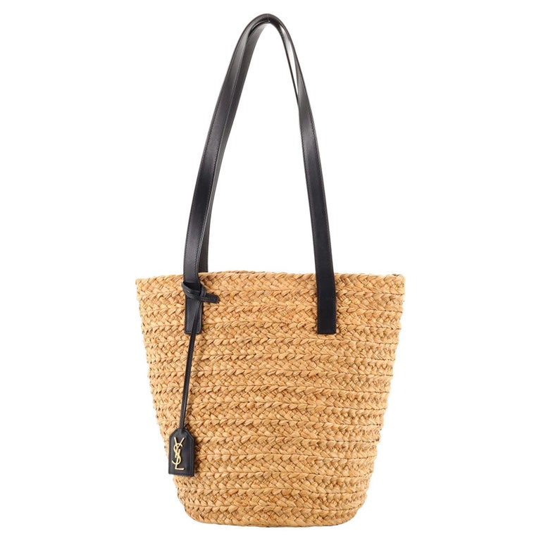 Saint Laurent Panier Basket Shopper Raffia Small at 1stDibs | sac rond in  raffia and smooth leather, ysl raffia round bag, saint laurent panier straw  tote