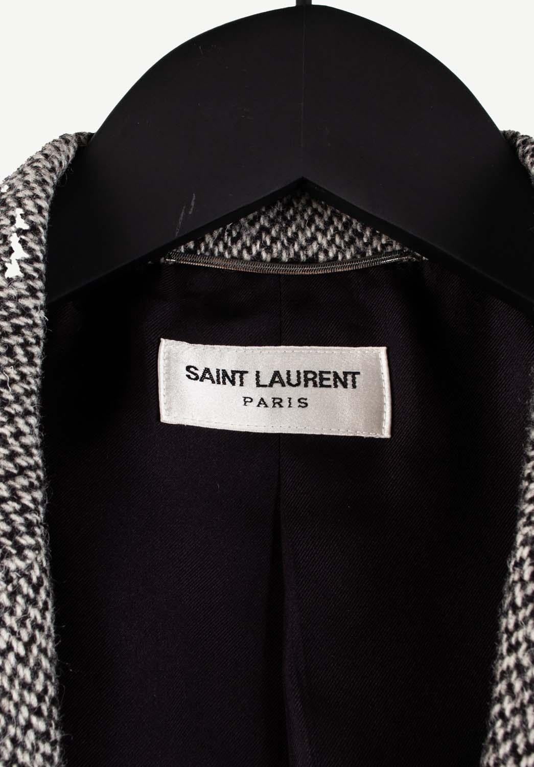 Saint Laurent Paris 2013 Hedi Slimane Tweed Blazer Wool Jacket Size 48IT(S/M) 2