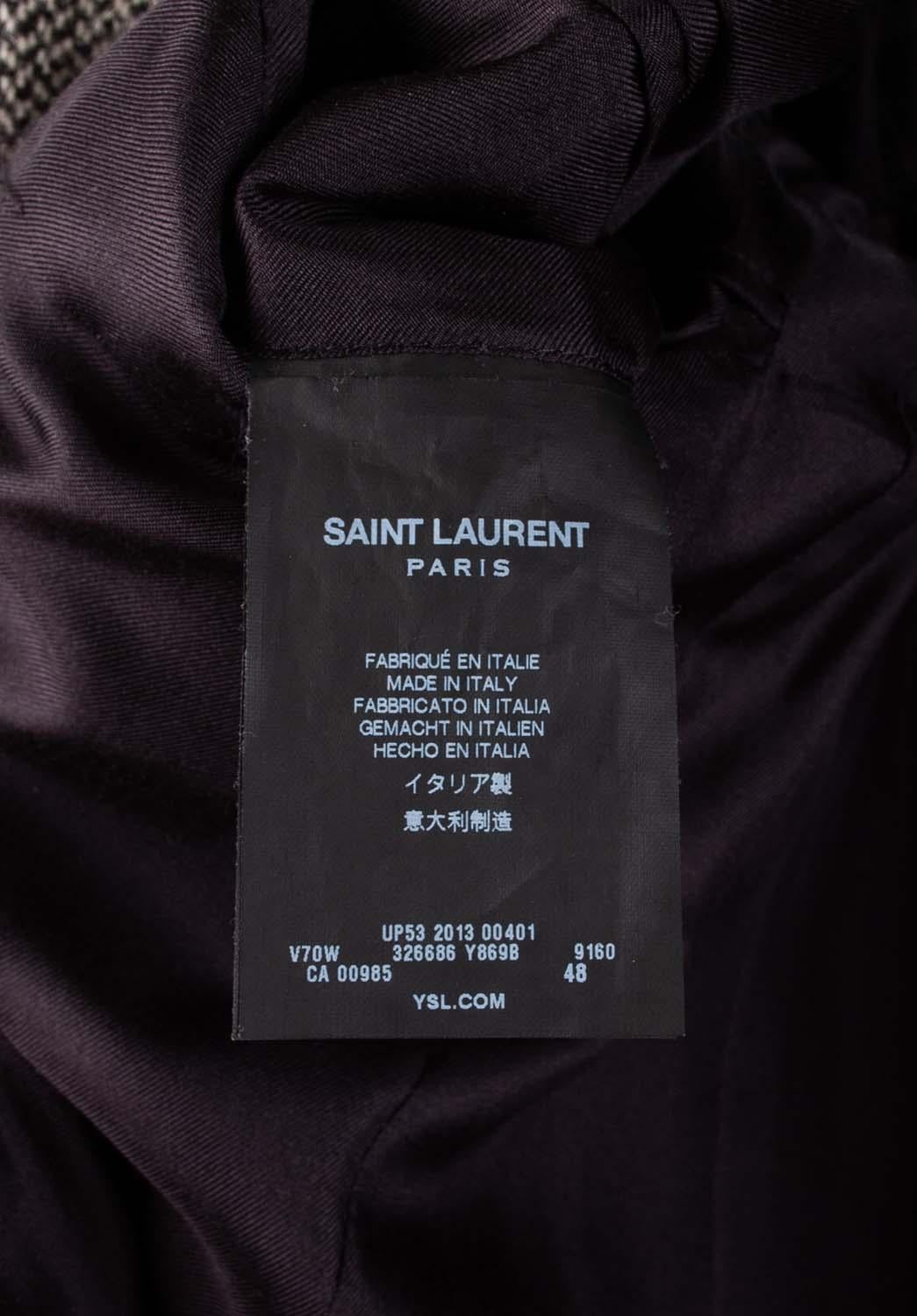 Saint Laurent Paris 2013 Hedi Slimane Tweed Blazer Wool Jacket Size 48IT(S/M) 3