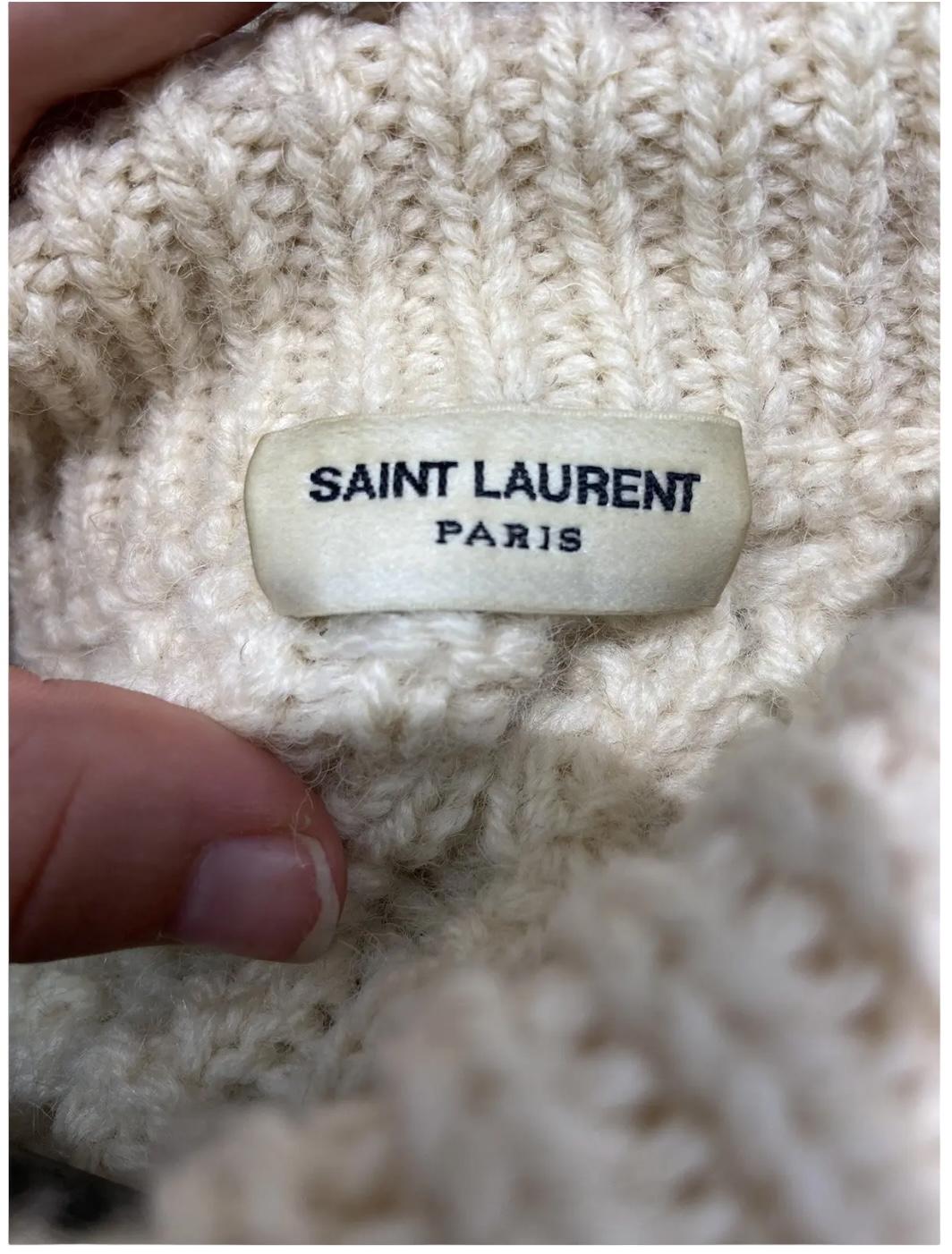 Saint Laurent Paris 2016 Cable Knit Wool Sweater In Excellent Condition For Sale In LISSE, NL