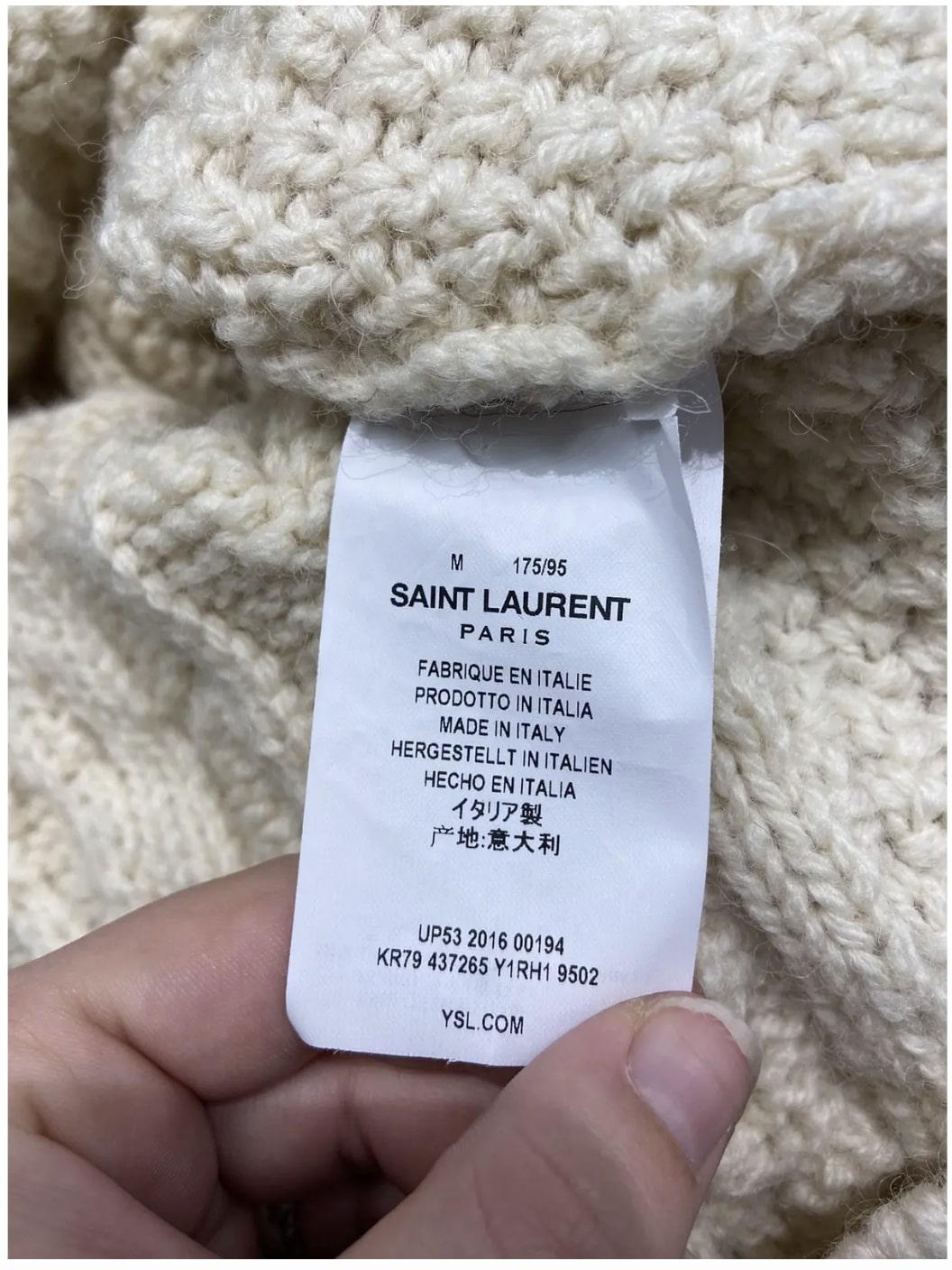 Men's Saint Laurent Paris 2016 Cable Knit Wool Sweater For Sale
