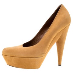 Saint Laurent Paris escarpins à plateforme Aliama en daim beige camel taille 37,5