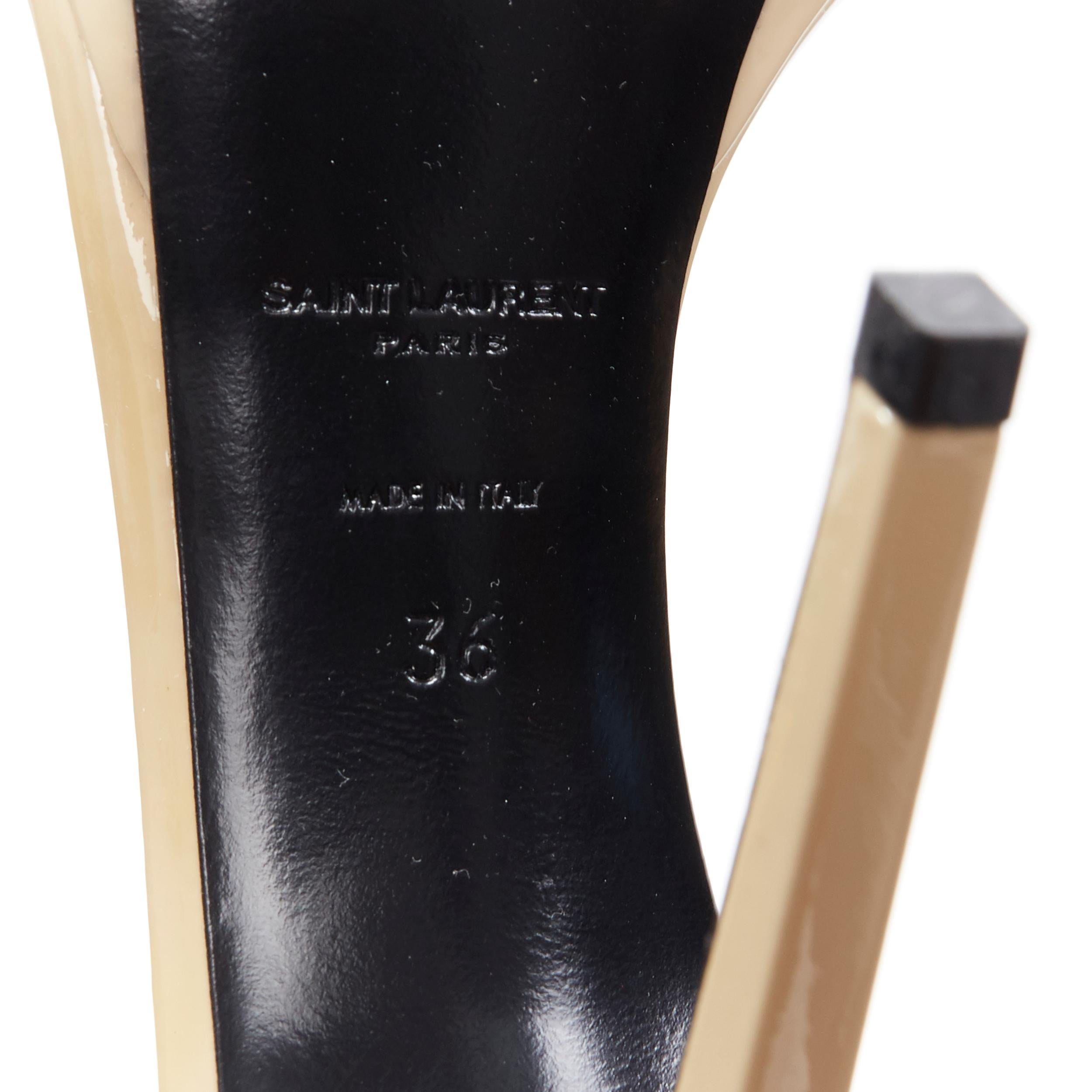 SAINT LAURENT PARIS  beige nude patent minimalist  strappy sandals EU36 5