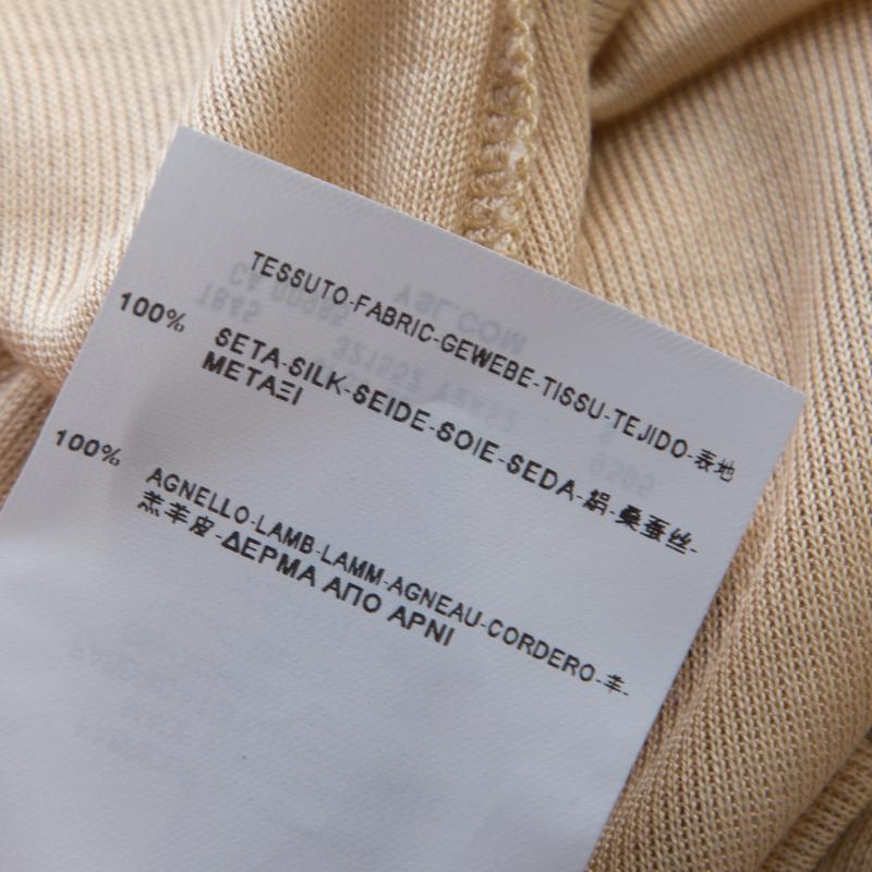 Saint Laurent Paris Beige Silk Knit Embellished Leather Pocket Detail Tank Top S 1