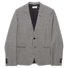 Saint Laurent Paris  Black And White Checked Wool Blend Blazer Jacket