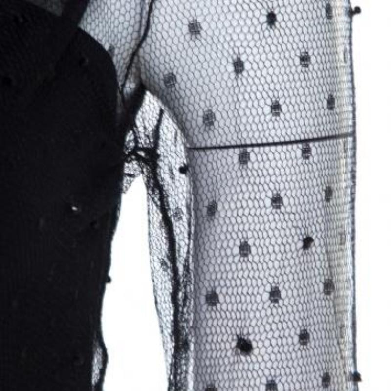 Saint Laurent Paris - Top a maniche lunghe in rete impreziosito da perline XS in vendita 3