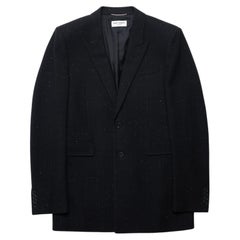 Saint Laurent Paris  Black Boucle Textured Wool Coat