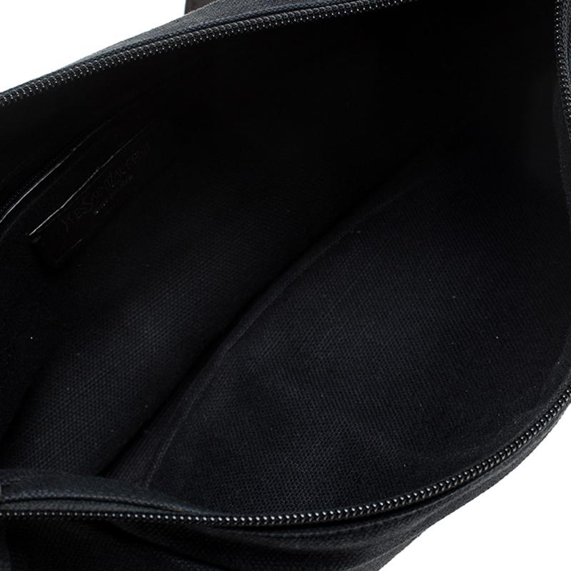 Saint Laurent Paris Black Canvas and Leather Mombasa Shoulder Bag 3