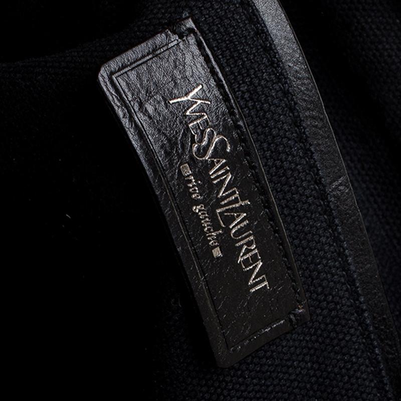 Saint Laurent Paris Black Canvas and Leather Mombasa Shoulder Bag 4