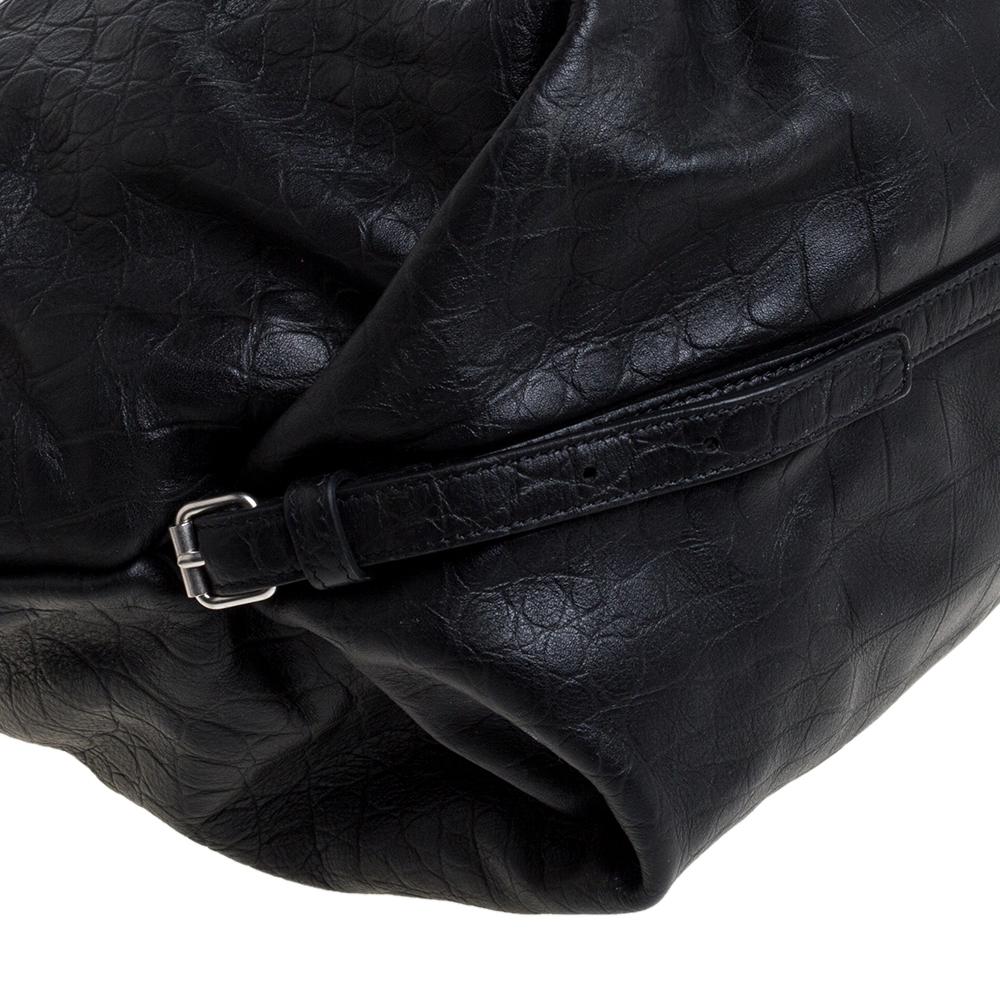 Saint Laurent Paris Black Croc Embossed Leather Bag 6