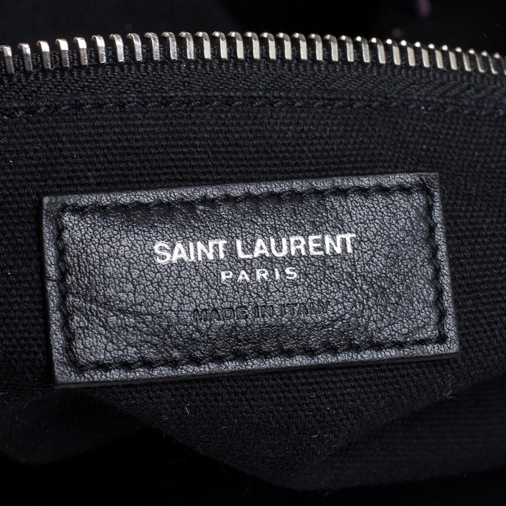 Saint Laurent Paris Black Croc Embossed Leather Bag 7