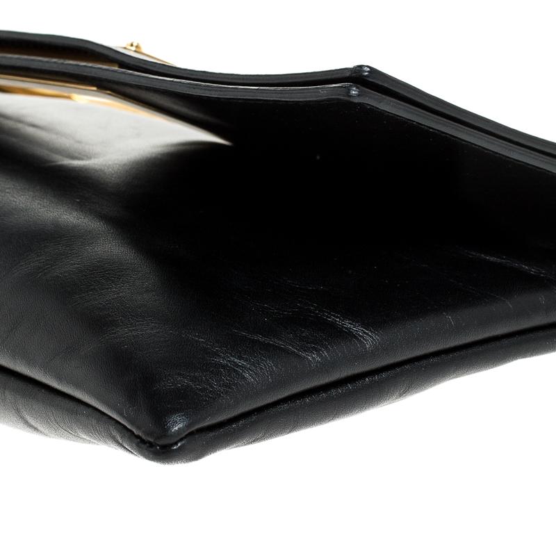 Saint Laurent Paris Black Cut Out Leather Flap Clutch 3