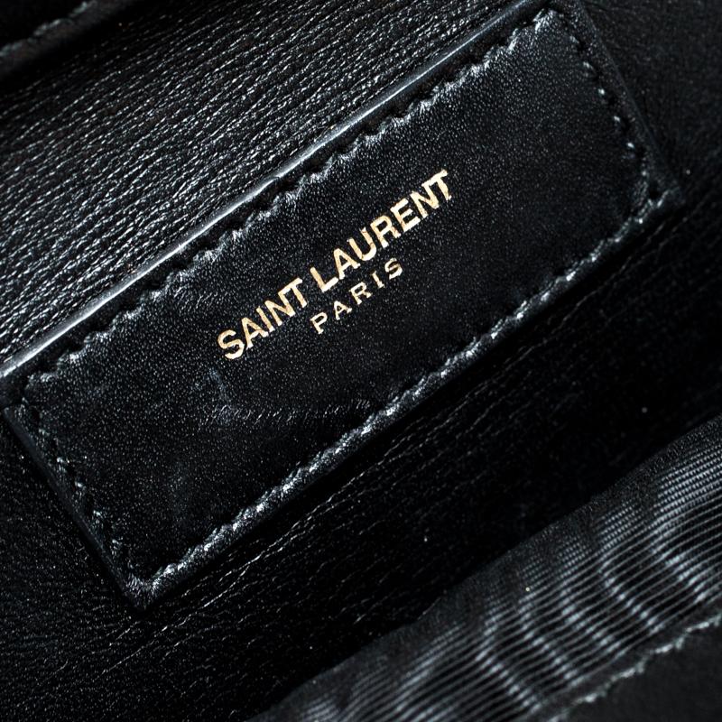 Saint Laurent Paris Black Cut Out Leather Flap Clutch 1