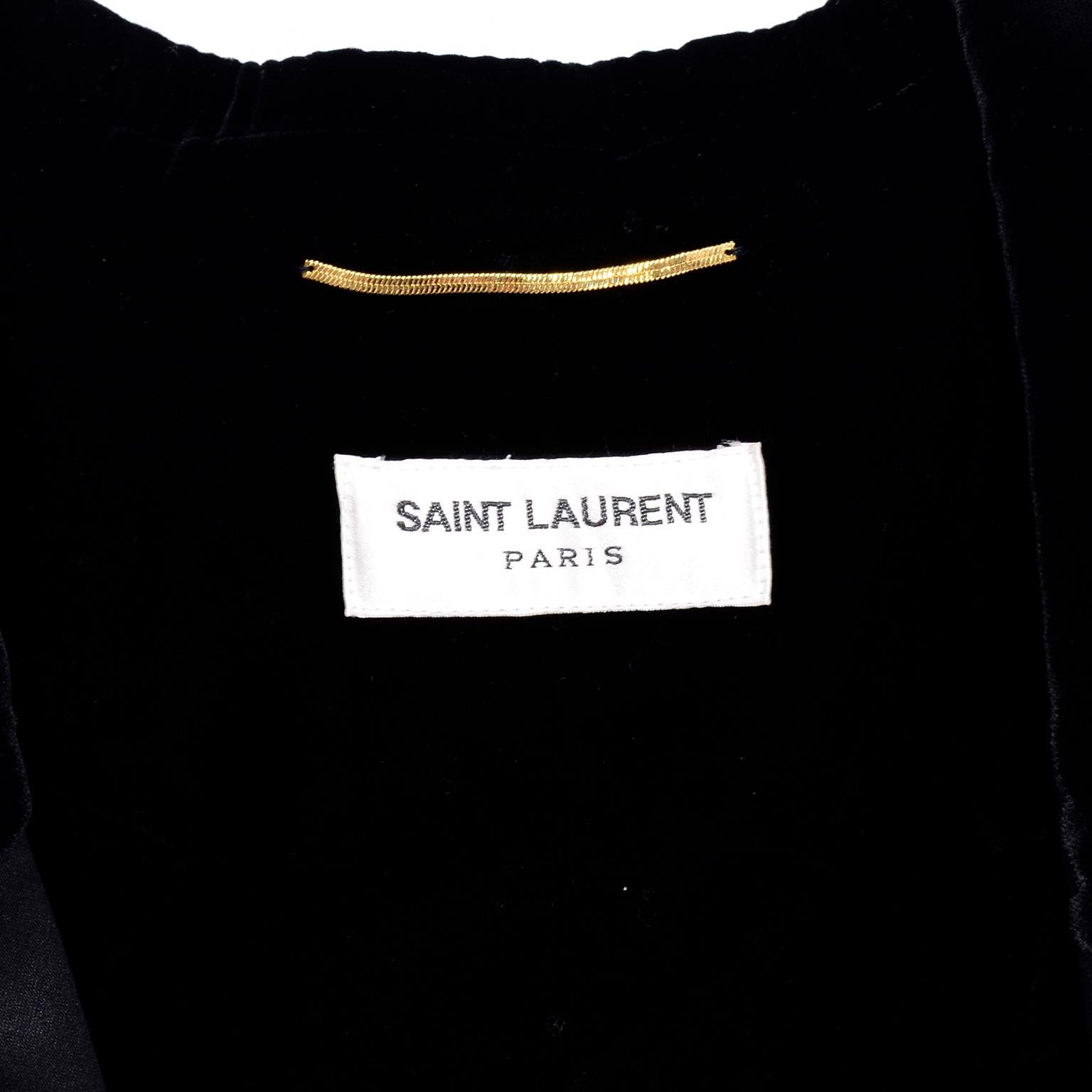 Women's Saint Laurent Paris Black Cutaway Tuxedo Jacket in Velvet & Satin w/ Tails For Sale