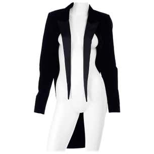 Saint Laurent Paris Black Cutaway Tuxedo Jacket in Velvet and Satin w ...