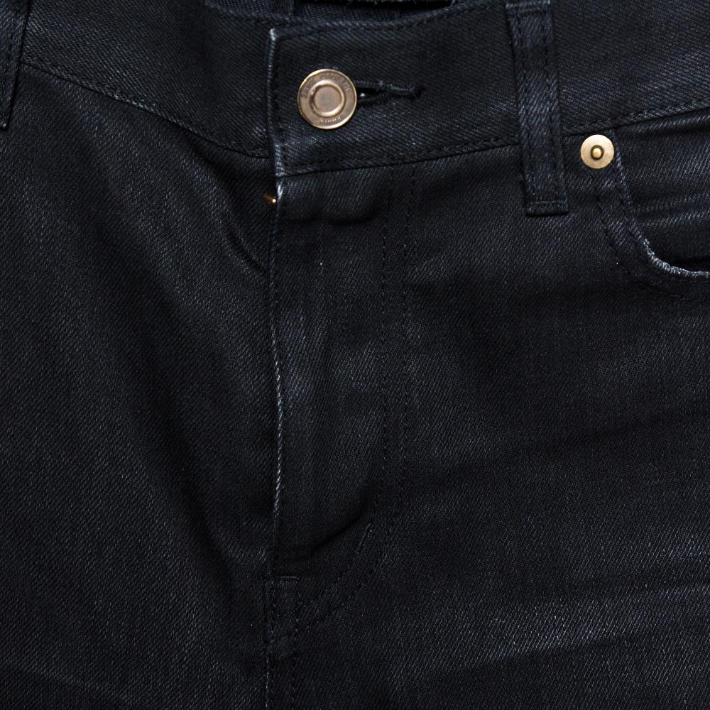Saint Laurent Paris Black Denim Distressed D02 Skinny Jeans M 1