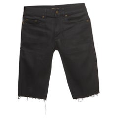 Saint Laurent Paris Schwarze Denim-Shorts aus Rohkante mit Rohkante und S-Taille 24''